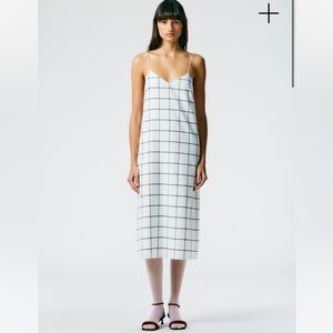 NWT TIBI Windowpane Techy Twill Slip Dress 2